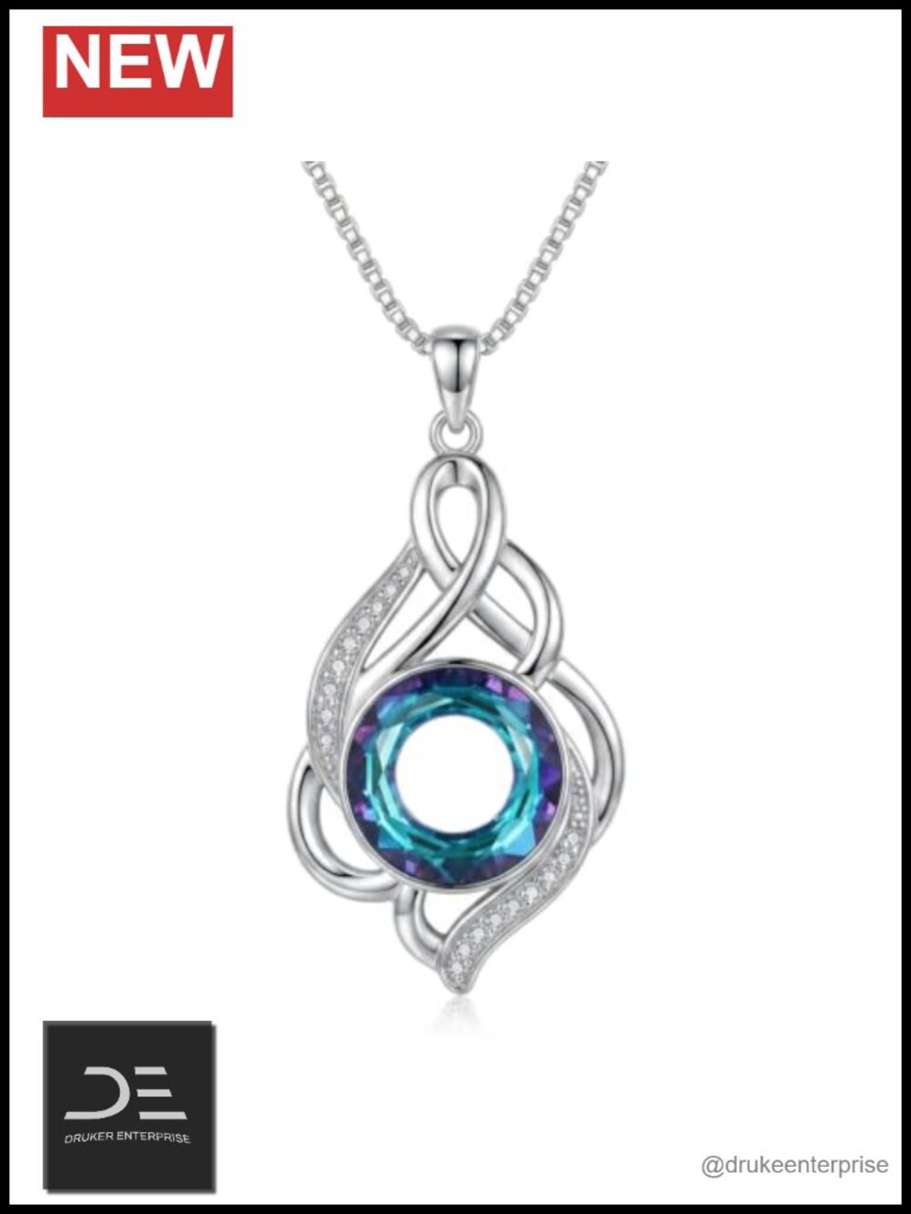 Infinity Pendant Necklace Austrian Crystal Love Jewelry Women Gift White Gold
